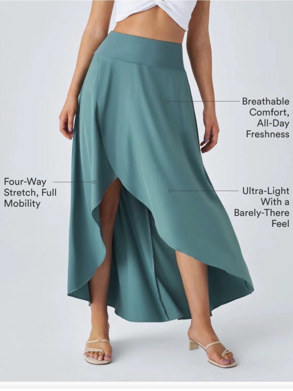 [Halara] Breezeful™ High Low Ruffle 2-in-1 Flowy Quick Dry Casual Maxi NWOT L - Picture 6 of 9